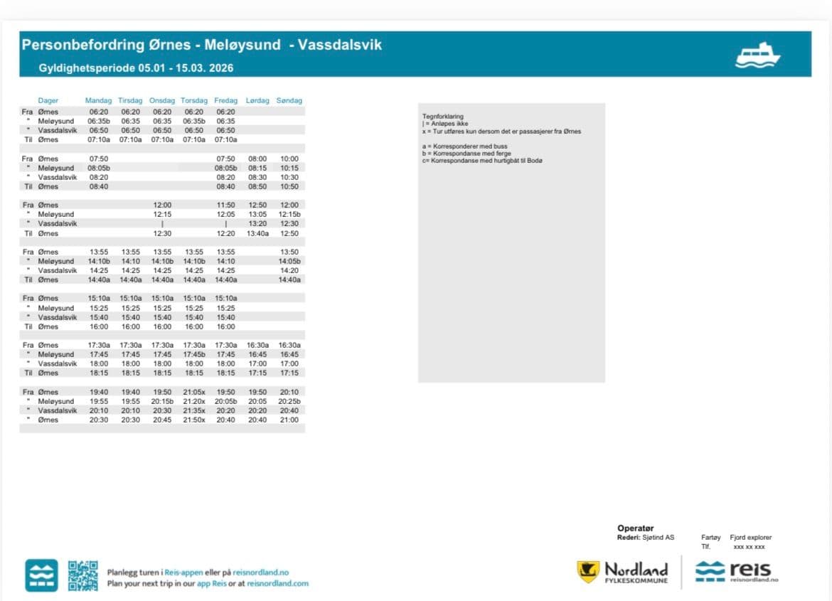 Rutetabeller under stengningen av fergekaiet